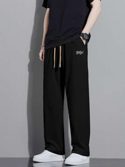 Men's Relaxed Fit Drawstring Waist Slant Pockets Solid Color Casual Pants