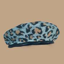 1pc Brown Leopard Print Casual Versatile Beret Hat For Women Autumn Accessories - Multicolor - View 4
