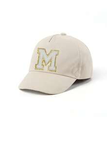 1pc A-Z 26 Letters Kids Baseball Cap, Suitable For 1-3 Years Old Toddler Girls Outdoor Sun Hat - Beige - View 10