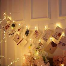 1 pieza Luces de cuerda con pinzas para fotos con pilas, luces de hadas LED de 10/20 clips, luces de cuerda LED de 1,5 m/3 m para colgar tarjetas de fotos en las paredes del dormitorio para decoraciones navideñas, de jardín, de Acción de Gracias, de boda, fiestas y decoración del hogar