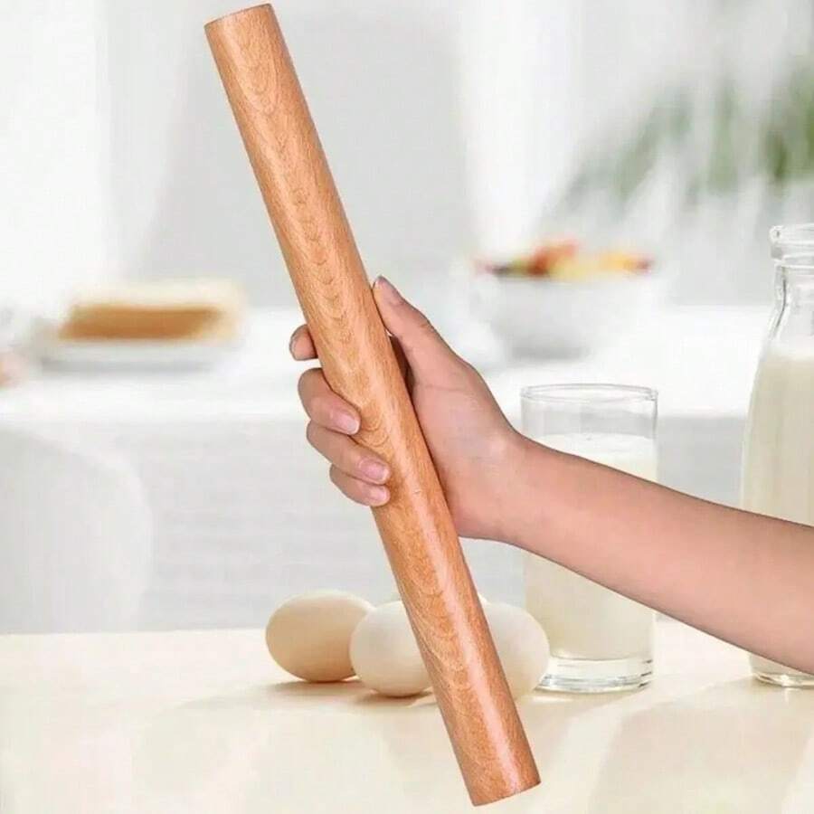 [Solid Wood] Premium Beechwood Rolling Pin - Ergonomic Design, Non-Stick For Pizza, Pie, Cookie Dough - Durable Baking Tool With Comfortable Handle