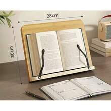 8pcs Adjustable Angle Wooden Book Stand - Ergonomic Book Holder With Metal Frame, Suitable For Adults And Students - Wood Color - View 6