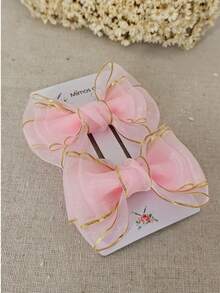 Par de Laço de organza de menina no bico de pato presilha infantil