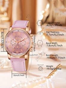 Bộ 10 chiếc đồng hồ nữ dây da PU nhiều màu sắc, kiểu dáng thời trang thường ngày, số La Mã, máy quartz, thích hợp đeo hàng ngày hoặc làm quà tặng ngày lễ. - Hoa hồng vàng - Xem 6