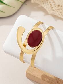 1pc/Set Vintage Elegant High-Quality Alloy Resin Inlaid Stainless Steel Women's Earrings, Ring, Bracelet, Necklace Jewelry Set, Fashionable Luxurious Golden Accessories Suitable For Women's Banquet, Party, Wedding, Holiday, Valentine's Day Gift - Elegant Style - View 27