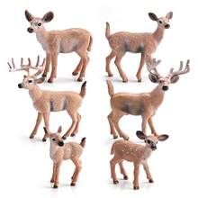 Simulation Christmas Forest Elk, Reindeer, White-Tailed Deer Animal Display Model Set Toys, Desk Display Solid Animal Model Reindeer