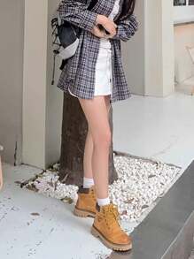 CAMEL CROWN بوت رياضية كاجوال للنساء، بوت عالية الكاحل صفراء للخريف والشتاء، بوت عمل خارجية رجعية للنساء