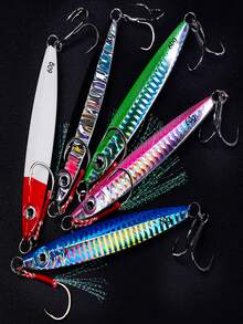 TACKLEPIONEER 1件装海钓金属铁板，重量10克-60克，带辅助钩，夜光垂直铁板，快速下沉，适用于金枪鱼、鲑鱼、马林鱼、条纹鲈鱼、石斑鱼、鲷鱼、鲭鱼和其他海水鱼 | 钓鱼 - 路亚，适用于各种场景 - 淡水鱼 - 海钓，送朋友的最佳礼物 - 彩色 - 查看 3