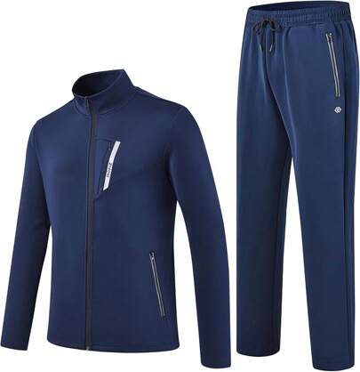 Men's Athletic Sweatsuit Set 2 Piece Jogging Casual Warm Up Full Zip Running Sports Outfit