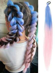 26 Inch High-Temperature Fiber Straight Hair With Elastic Tie, Holiday Red/White/Green Wrap Design, Seasonal Hair Accessory | Fashionable Hair Extensions | Glossy Hair Extensions, Rainbow Ponytail Extensions