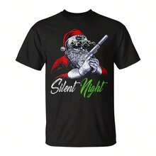 Cistmas Santa Claus Guns Si Night Santa Xmas Matching T-Shirt220g Cream Yellow 100% Cotton T-Shirt, Ft Color Helps Relax. Comfortable Regular Version, Suitable For Pamas Or Home Wear. On His Chest Was Printed An Open Story-Book With A Crescent Moon And Stars, And Beside It The Wo"Once Upon A Time". It's Not Just For Parents Who Read Bedtime Stories To Their , But For Every Like Adult Who Enjoys Reading And Relaxing Before Bed. - 黑色1 - 查看 1
