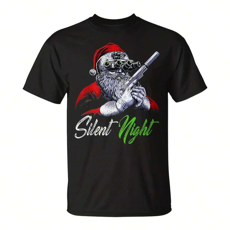 Cistmas Santa Claus Guns Si Night Santa Xmas Matching T-Shirt220g Cream Yellow 100% Cotton T-Shirt, Ft Color Helps Relax. Comfortable Regular Version, Suitable For Pamas Or Home Wear. On His Chest Was Printed An Open Story-Book With A Crescent Moon And Stars, And Beside It The Wo"Once Upon A Time". It's Not Just For Parents Who Read Bedtime Stories To Their , But For Every Like Adult Who Enjoys Reading And Relaxing Before Bed. - 黑色1 - 查看 1