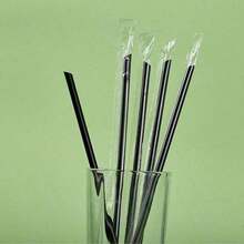 50 Pcs  Exquisite Tea Control Is A Must-Have! Independently Packaged Black Straw With Dark Texture And Hidden Details, Providing A Sense Of Ceremony And Hygiene When Drinking Coffee And Milk Tea - 黑色 - 查看 6