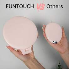 FUNTOUCH - Espejo de viaje con luz, 10 x 1 x doble cara, espejo de cambiador de maquillaje recargable con 3 ajustes de color, rotación ajustable LED espejo de computadora, color rosa - rosa - Ver 4