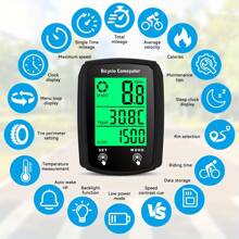 1 pieza Computadora de bicicleta multifuncional con cable, velocímetro y odómetro de bicicleta, pantalla táctil LCD, con soporte de escritorio, alfombrilla antideslizante de silicona y correa de nailon, retroiluminación, termómetro, análisis de datos profesional, regalo para ciclistas, adecuado para bicicleta de carretera y bicicleta de montaña en verano