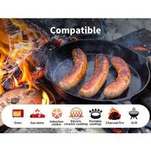 Non Stick Frying Pan Set, 3PCS Cast Iron Pan, Steak Skillet BBQ Induction Cookware Frypan, Kitchen Dinner Set Utensil Pans 17cm/21cm/27cm Dia.