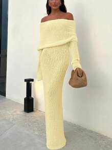 Herfst/Winterkleding 2025 Sexy jurk Vakantie-outfits Damesmode Sexy straatstijl Effen kleur Semi-transparant Eenlijnige hals Lange mouwen Lange damestrui Witte jurken, Cluboutfits Dames Sexy, Zomeroutfits voor dames