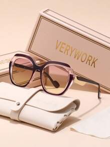 Verywork 1/2 Pairs Women's Plastic Geometric Small Frame Classic Elegant Modern Minimalist Fashion Glasses, Suitable For Street Style, Tropical Beach Vacation, Dates, And Ideal Accessory For All Face Shapes, Also Great For Summer Beach, Outdoor Activities, Travel, College/Campus Style, And Back-To-School Season