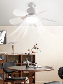 1pc White LED Lighting Ceiling Fan, 5-Blade Design, Equipped With E27 Bulb, Supports Lighting Brightness And Wind Speed Adjustment, Suitable For Living Room, Bedroom, Office, Kitchen, Dining Room And Other Spaces. - Multicolor - View 12