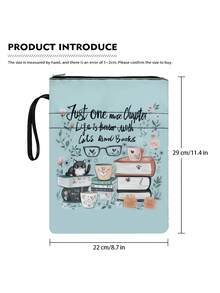 1pc Cute Cat & Book Design Zipper Pocket Book Cover - Comfortable Blue & Orange Design, Ideal For Paperback Book Covers, Perfect Gift For Book Lovers, Book Sleeve | Humorous Design | Zipper Closure, Book Sleeve - Baby Blue - View 4
