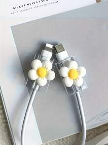 1/5/10/15 Pcs Flower Cable Protection Set - TPU Cable Sleeves, Battery-Free, Perfect Accessories For Protecting Phone Data Cables