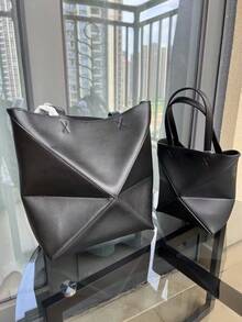 ハイバージョンオリジナルレザーパズルフォールド幾何学バッグポータブルフル牛革トートバッグ大容量折りたたみトートバッグ - グリーン - チェックする 9