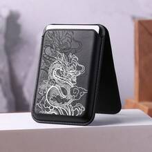 Graphic Dragon Print Magnetic Card Holder Compatible With Magnetic Phone Cases Card Wallet Can Be Used As Mobile Phone Kickstand - màu đen - Xem 1