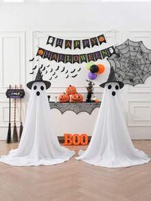 2 Confezioni di Decorazioni di Ognissanti per Esterni, Decorazioni di Ognissanti Carine per Interni, Decorazioni di Ognissanti Spaventose con Fantasmi e Cappelli da Strega, Decorazioni di Fantasmi Spaventosi con Luci LED per Portico, Giardino e Casa