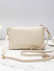 迷你沙滩包、腕带零钱包、女士斜挎单肩包、新款百搭小号单肩包、批发春夏季独特甜美方形包 - 米色 - 查看 6