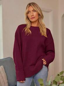 Women's Oversized Sweaters Fuzzy Chunky Warm Pullover Sweater - 紅色 - 查看 4