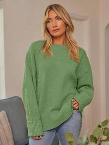 Women's Oversized Sweaters Fuzzy Chunky Warm Pullover Sweater - màu xanh lá - Xem 4