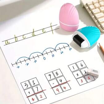 1 件滚轮教学印章，滚轮练习高效字母书写符号印章，等线双线，双网格，等份编号滚轮印章，黑色标记，办公用品印章，家长辅导家庭作业，纠正学校学习错误的神奇工具