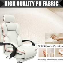 Executive Office Chair With Foot Rest High Back Office Chair Computer Gaming Chairs Big And Tall PU Leather Office Brown Computer Chair - White - View 4