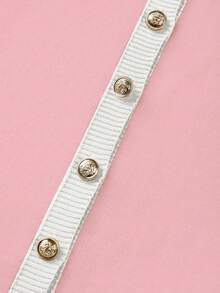 Frühlings- und Sommer-Neuzugang: Rundhalskragen, einfache Knopfleiste, hellrosa, Kurzarm, gestricktes Damenkleid, schlicht, romantisch, lässig, französisch elegant