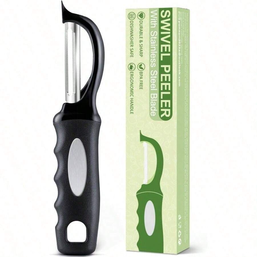 Swivel Vegetable Peeler, Potato Peeler With Blemish Remover, Veggie Peeler With Sharp Stainless Steel Blades, Fruit Peeler With Comfortable Handle For Kitchen - 黑色 - 查看 1