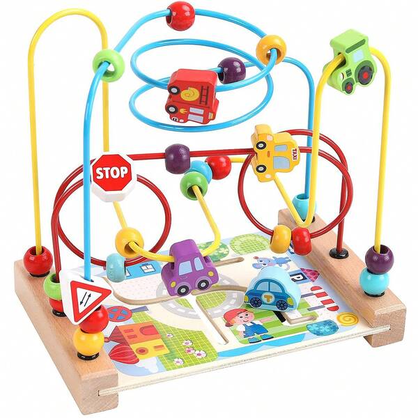 FELIN Juguete Didáctico Educati para Aprendizaje Temprano en Forma de Laberinto Colorido, Juguete de Cuentas con 3 Caminos, Juguete Montessori Nutrir Coordinación Ojo-Mano para Niño