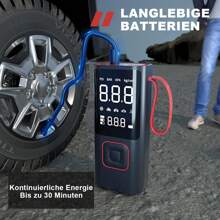 okwish okwish Kabelloser Reifenfüller, tragbarer Luftkompressor – 150 PSI-Luftpumpe mit automatischer Abschaltfunktion für Autoreifen, Schlauchboote, Motorräder, Bälle, kompakte Fahrradreifenpumpe mit LED-Licht, rot, groß