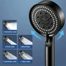 1pc High-Pressure Handheld Shower Head, Water-Saving Bathroom Shower Head, Large-Flow Rain-Type Faucet, Wall-Mounted Circular Design, 5 Water Spray Modes, Durable Plastic Material, Water-Saving And Energy-Efficient, Enhances Bathing Experience, Shower Accessory, Home Bathroom Decoration, Shower Set - Multicolor - View 7