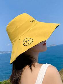 1pc Double-Sided, 3D Tailored, 11cm Wide Brim Hat, Face-Slimming, Adjustable, Soft & Comfortable, Breathable, Foldable & Portable, UV Protection, Floral Accent, Internal Soft Lining, Non-Deformable, Excellent For Photos, Fashionable & , Suitable For Back To School, Travel, Cycling, Outdoor, Hiking, Gatherings And More Occasions