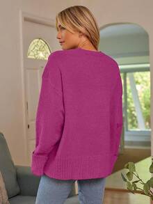 Women's Oversized Sweaters Fuzzy Chunky Warm Pullover Sweater/Vacation Outfits Women/Valentine Outfits For Women - 玫紅色 - 查看 5