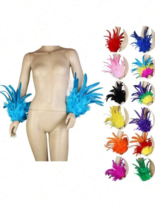 1 Piece Feather Cuff Feather Armband Showgirl Leg Pieces Wrist Cuff For Carnival Party Cosplay Stage Show Accessory Costume