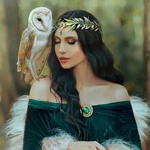 Magical Fairy Leaf Crown - Plastic Elf Princess Headpiece, Suitable For Cosplay, Halloween Costume, Wedding Photography, Zinc Alloy - Green - View 4