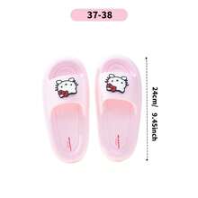 Dép đế dày Hello Kitty MINISO dành cho nữ, màu hồng, size 37 - 38/39 - 40. Họa tiết mèo KT bắt mắt, đế dày chống trượt, êm ái. Dùng để rửa nhà tắm, đi dạo quanh nhà, thư giãn cùng Hello Kitty (1 đôi) - Hồng - Xem 5