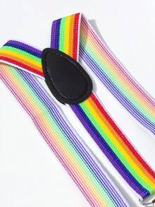 1pc Minimalist Striped Suspenders For Teens, Back To School Season - Multicolor - View 4