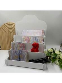 1 pezzo Supporto in legno per esposizione di biglietti di auguri, scaffale organizzatore multifunzione a più ripiani per cartellone, biglietti, cosmetici, memo d'ufficio e portabiglietti da visita, versatile per vari ambienti