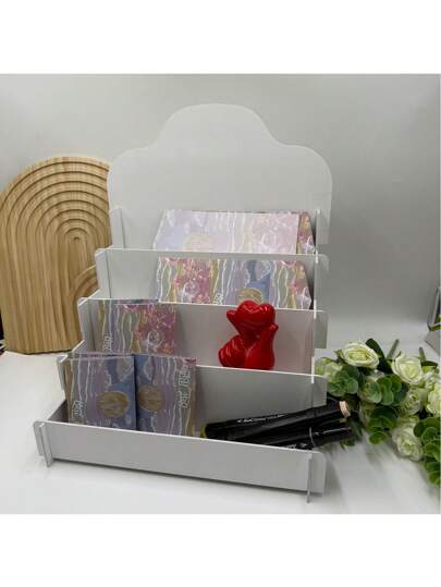 1 pezzo Supporto in legno per esposizione di biglietti di auguri, scaffale organizzatore multifunzione a più ripiani per cartellone, biglietti, cosmetici, memo d'ufficio e portabiglietti da visita, versatile per vari ambienti