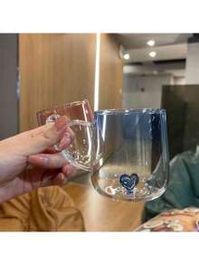 Heat Resistant Borosilicate Glass Coffee Mug With Strap, Featuring An Internally Carved Heart Design, Elegant Romantic Style Of Utensils For Tea, Latte, Cappuccino, Milk, Juice, Unique And Special Gift Idea For Valentine's Day, Birthday Or Wedding Anniversary, Ideal For Home, Kitchen And Office Use,Perfect Birthday Anniversary Valentine's Day Christmas Halloween Teacher's Day Graduation Return To School Thanksgiving Surprise
