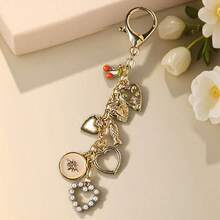 1 Pc Personalized  Geometric Heart Pendant Woven Bag Chain Bag Pendant - 金色 - 查看 8