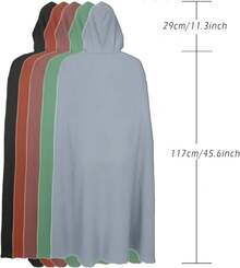 Medieval Hooded Cloak Renaissance Cape With Hood - Halloween Sorcerer Capelet Hobbit Costume - 棕色 - 查看 5