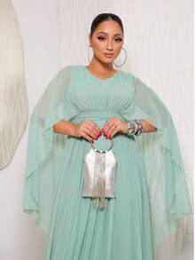 Sophisticated Elegant Cape Gown Bridesmaid Wedding Guest - 薄荷綠 - 查看 4